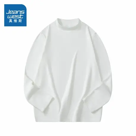 TM真维斯男装2025春季新款纯色打底衫百搭休闲简约慵懒风长袖T恤图片