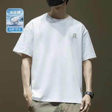 空气层冰感棉凉感短袖T恤男2025夏季新款宽松大码加大胖子体恤衫图片