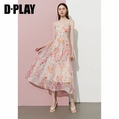 DPLAY【度假系列】2025年夏季新款粉色吊带连衣裙女沙滩裙子长裙图片