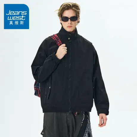 N5真维斯外套男2025秋季新款美式潮牌工装立领男士春秋装休闲夹克图片