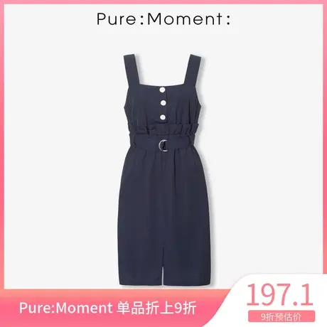 Pure 🤽Moment/🤾连衣裙年夏季新款吊带收腰通勤无袖背带裙裙子女商品大图