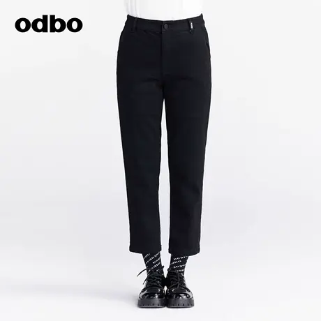 odbo/欧迪比欧原创设计高腰牛仔裤女秋冬新款烟管九分小脚裤商品大图