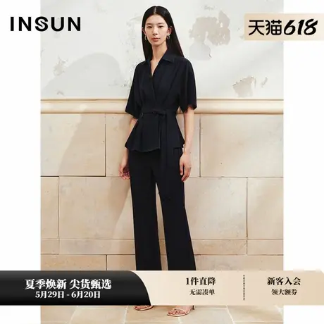 INSUN恩裳专选夏季凉感醋酸混纺休闲微喇裤商品大图