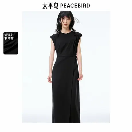 【商场同款】太平鸟无袖设计感连衣裙2025夏新收腰长裙A1FAF2253商品大图