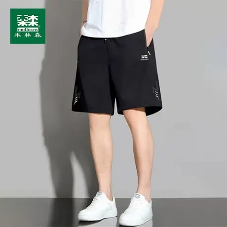 木林森冰丝速干短裤男2025夏季薄款宽松加大加肥高弹运动休闲短裤图片