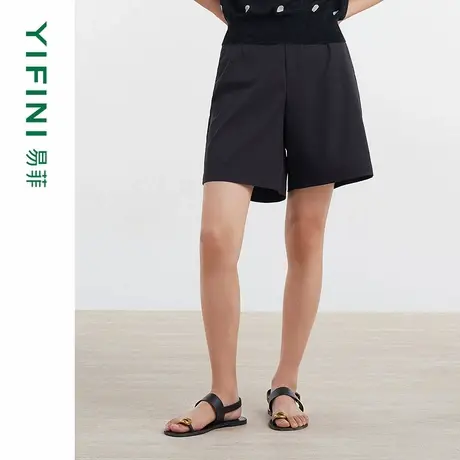 [专柜同款]Yifini/易菲斜纹仿棉时尚百搭短裤时尚直筒裤D04K1602商品大图
