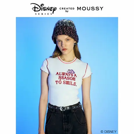 MOUSSY 夏季新品迪士尼联名爱丽丝花边短袖T恤010HA890-0741图片