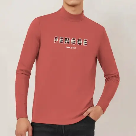 莫代尔长袖t恤男装秋冬季半高领打底衫中领秋衣内搭小衫潮牌潮流商品大图