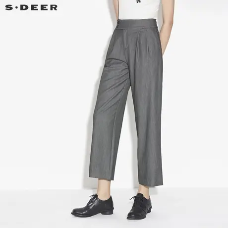 sdeer圣迪奥女装女装春秋装休闲压褶插袋垂坠阔腿长裤S21380836图片