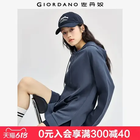 佐丹奴卫衣女新款慵懒风宽松开叉插肩中长款连帽套头衫女05322783商品大图