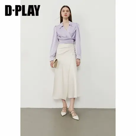 DPLAY2025年夏季新款白色半身裙女法式气质长款缎面鱼尾裙子短裙商品大图