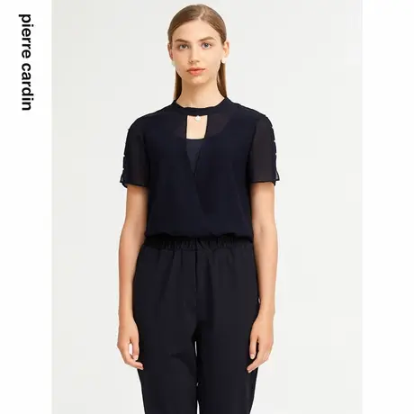 【皮尔卡丹女装】2024年夏季新款简约通勤百搭短袖衬衫图片