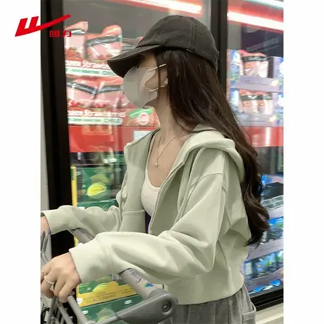 ZH回力开衫连帽卫衣女2025新款春秋季穿搭小个子爆款上衣短外套商品大图