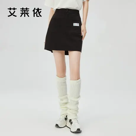 艾莱依a字半身裙牛仔裙夏季新款女新款高腰时尚韩版显瘦短裙图片