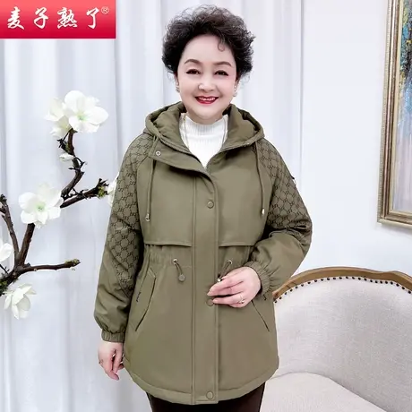 中老年人女妈妈装加绒保暖派克服风衣2023秋冬季新款奶奶棉袄外套图片