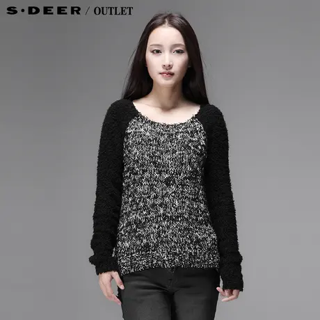 【新品】sdeer圣迪奥专柜正品女冬双色针织插肩毛衣3483576图片