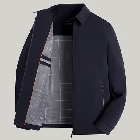 中年爸爸装翻领行政夹克外套春季新款薄上衣男士休闲商务工装开衫图片