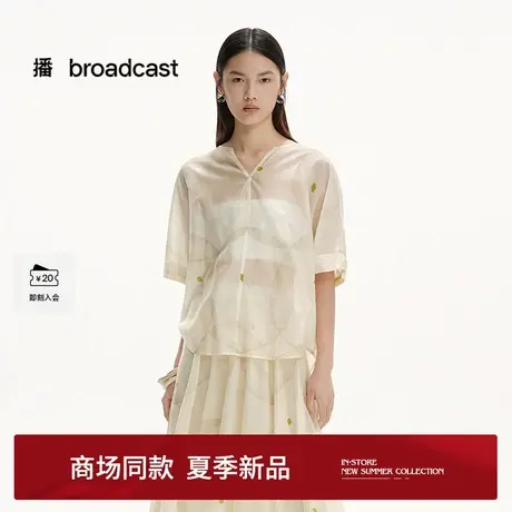 播商场同款雪纺印花短袖衬衫女25夏季新款独特气质小衫BDS2HD2003商品大图