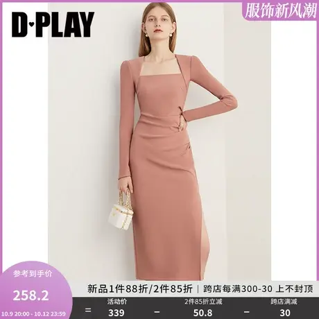 DPLAY高级感法式温柔粉色连衣裙包臀裙方领轻礼服公主裙国风长裙图片