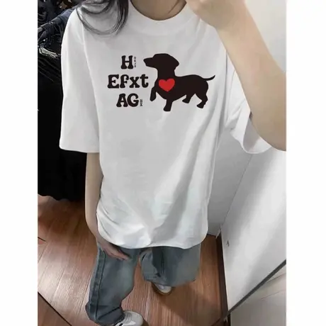 2025新款白色短袖t恤女爆款夏季纯棉正肩设计感美式宽松半袖上衣商品大图