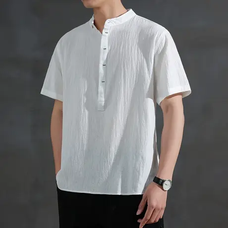 cleanfit亨利领短袖T恤男款夏季潮牌美式重磅痞帅百搭半截袖上衣图片