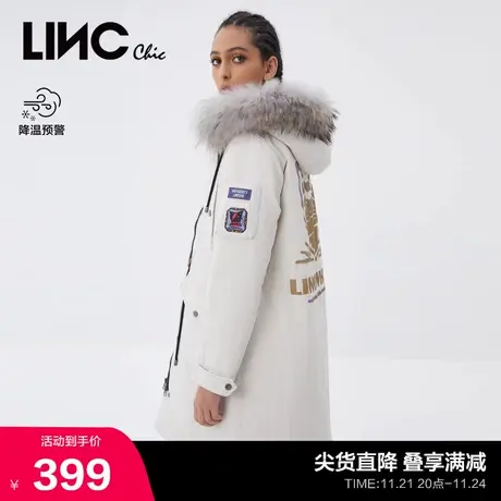 LINCCHIC金羽杰羽绒服女毛领派克服中长款羽绒服女冬季2084396商品大图