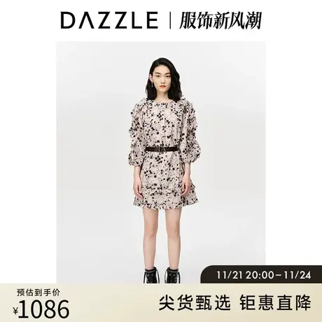 DAZZLE地素奥莱春夏法式木耳边印花千金风连衣裙裙子碎花裙女图片