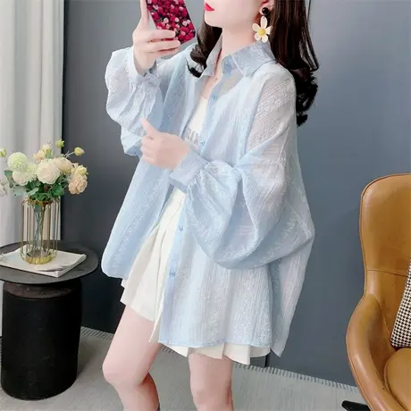 薄款防晒衣女长袖2025夏季新款宽松透气镂空防晒衬衫外套上衣开衫图片