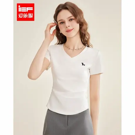 IEF/爱依服【DNA系列】2025夏季新款简约休闲基础百搭显瘦V领T恤商品大图