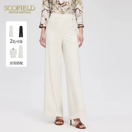 Scofield女装通勤都市风阔腿裤不规则褶皱肌理长裤2025夏季新品商品大图
