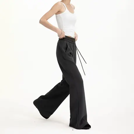 美式高腰微喇运动卫裤女夏季2025新款宽松bf慵懒风拖地休闲长裤图片