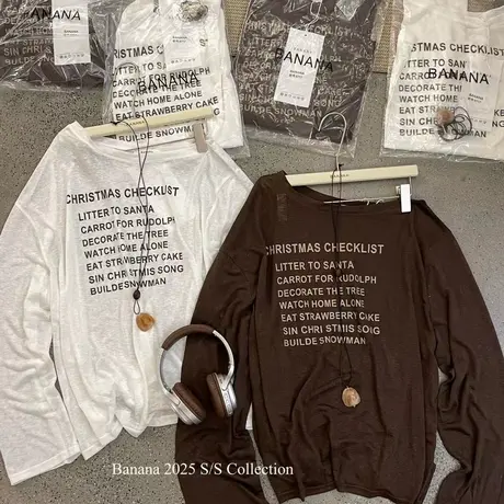 2025夏季新款韩版时尚洋气字母印花斜肩长袖t恤女宽松防晒衫ins潮商品大图