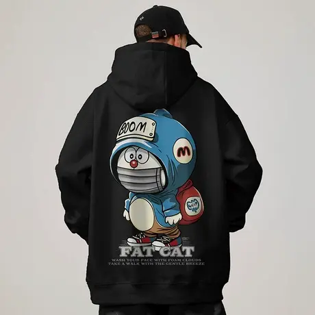 重磅美式复古嘻哈加肥加大码卫衣男士连帽纯棉高街加绒秋冬款外套图片