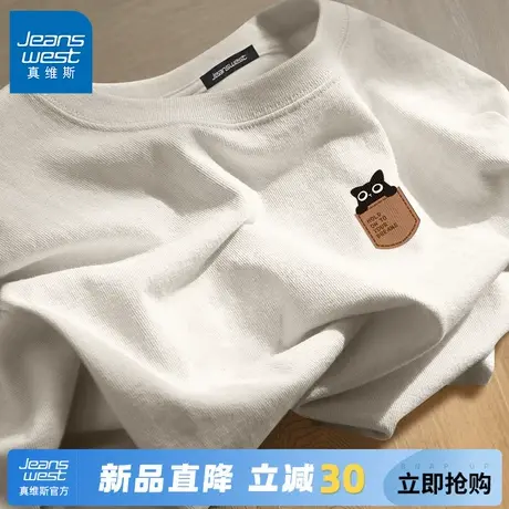 GV真维斯纯棉重磅t恤男款夏季潮牌宽松圆领短袖男士正肩半袖上衣A图片