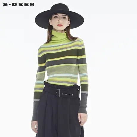 sdeer圣迪奥前卫时尚多色针织面料立体纹理高领针织衫S18483592图片