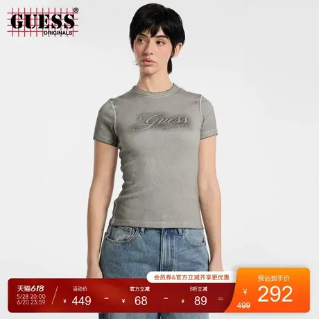 GUESSOriginals25年新款夏季女士修身圆领短袖T恤-W5GP59KCTT1图片