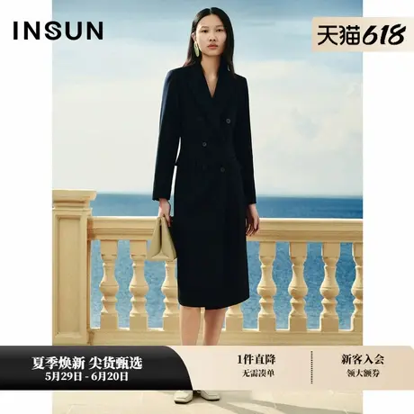 INSUN恩裳专选春季气质收腰双排扣西装连衣裙图片