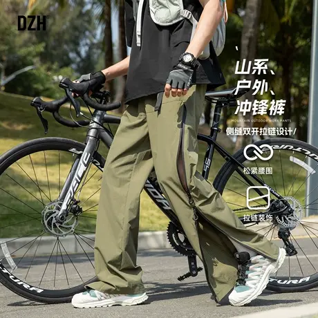 男士军绿色休闲裤子男夏季薄款登山裤工装裤2025新款男裤直筒长裤图片