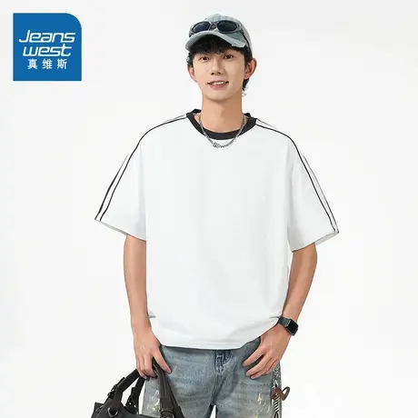 VF真维斯男装2025夏季新款 潮牌时尚小众百搭宽松圆领半袖T恤图片