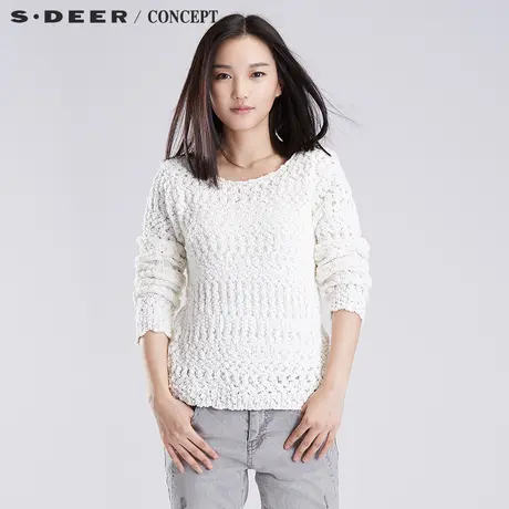 sdeer圣迪奥柔美绒面圆领针织S16383507图片