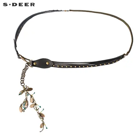 【新品】sdeer圣迪奥街头酷感金属皮质装饰腰带S17284397图片