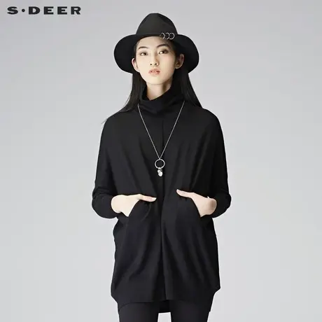sdeer圣迪奥女装复古哥特风反向缝制纯色宽松针织衫S17483581图片