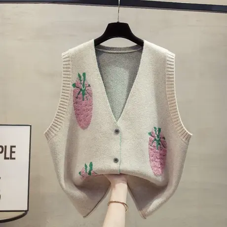 开衫v领针织马甲背心女2025春秋新款宽松外穿马夹大码毛衣坎肩潮商品大图