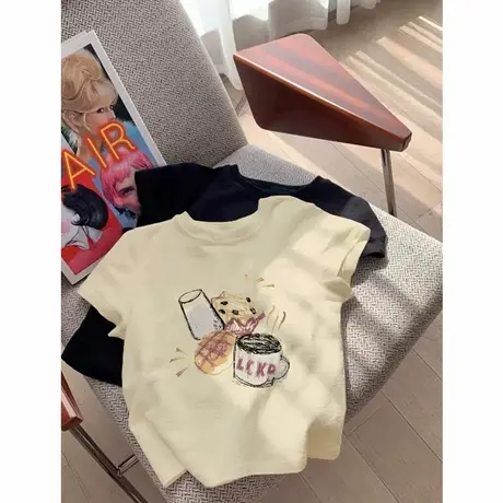 万能搭必入单品！基础百搭休闲正肩短袖t恤女夏季掐腰显瘦小上衣商品大图