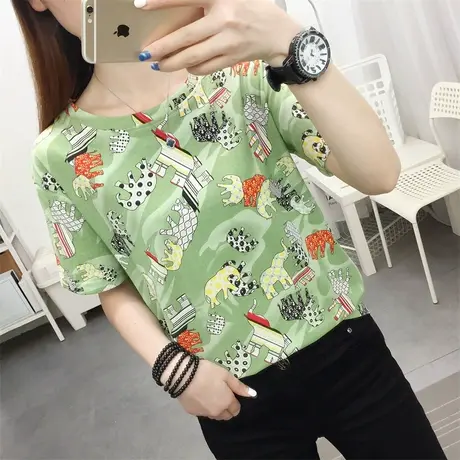 短袖t恤女设计感小众夏装2023年新款印花小个子体恤女装夏季上衣图片