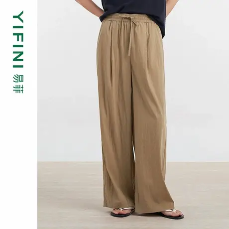 [专柜同款]Yifini/易菲天丝棉绉凉感阔腿裤气质休闲裤夏D04K1609商品大图