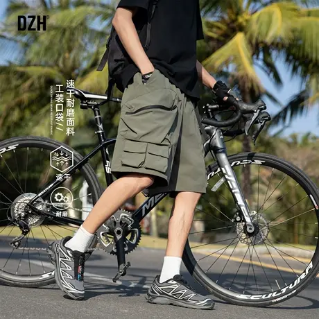 男士军绿色美式耐磨工装短裤男款2025新款运动裤速干裤夏季骑行裤图片