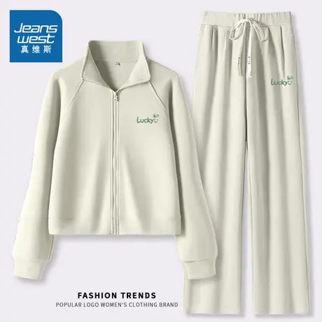 NOB真维斯运动套装女2025新款时尚洋气立领外套阔腿裤休闲两件套图片