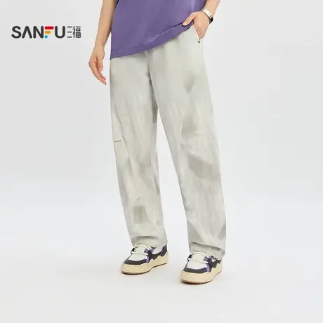 三福2025夏季男士脏脏针织休闲裤 街头宽松直筒长裤503312图片