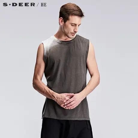 【惠】sdeer/he圣迪奥男装纯棉渐变男士无袖背心H14270353图片